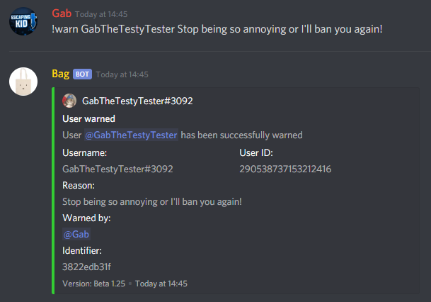 Mod action message