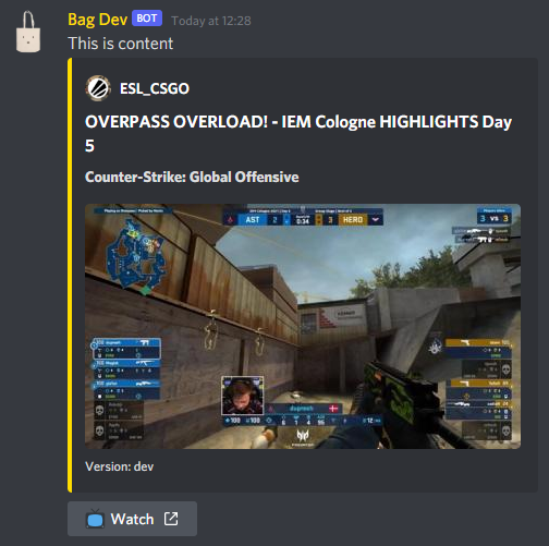 Twitch stream going live notification