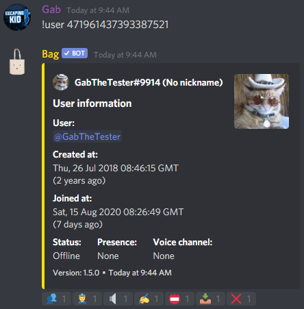 User information in usercards