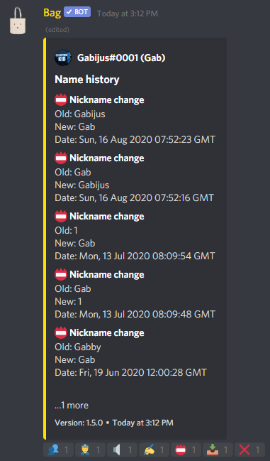 User name history in usercards